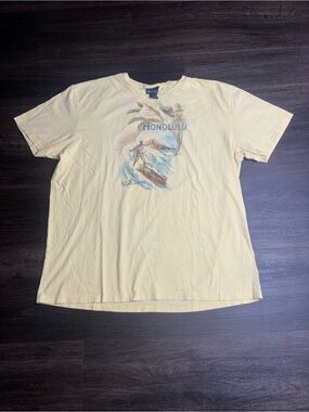 VINTAGE Rare Ralph Lauren Polo Shirt Mens Size XL Yellow Trip to Honolulu Japan